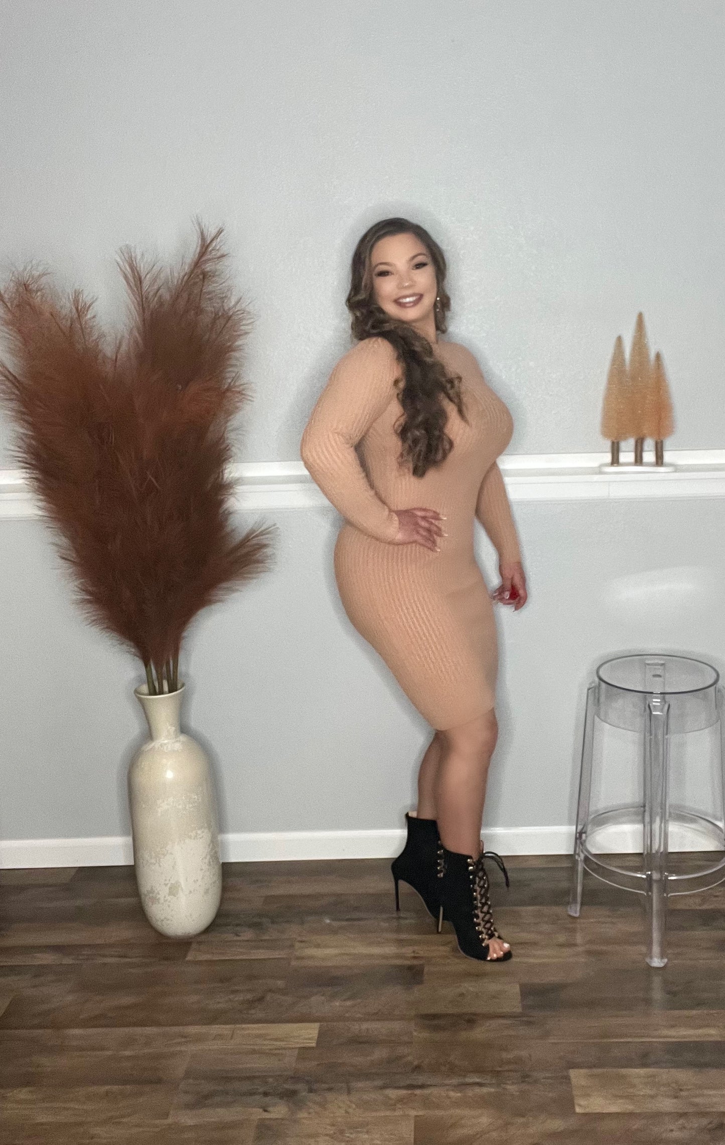 Natural in Nude Knit Bodycon Dress