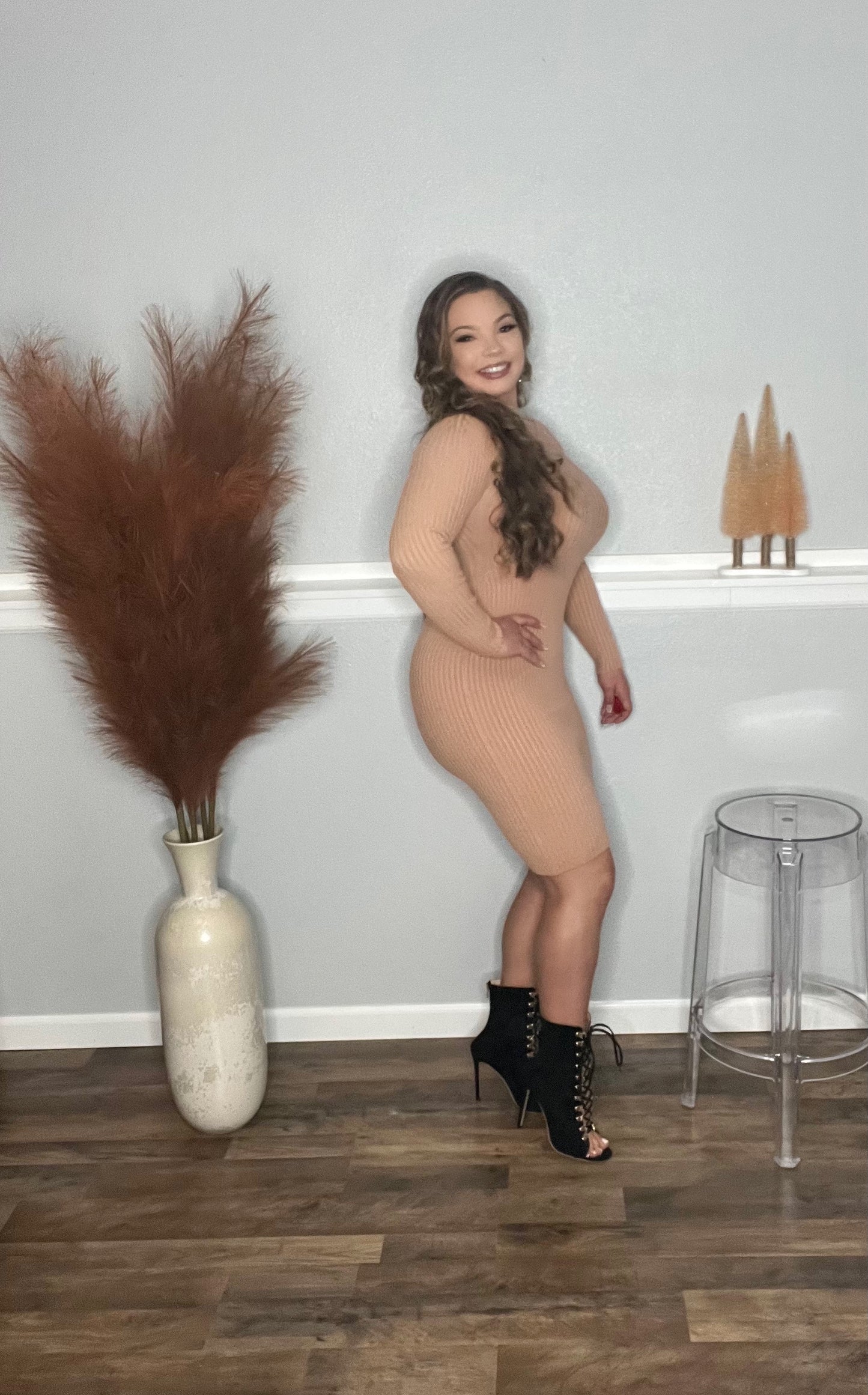 Natural in Nude Knit Bodycon Dress