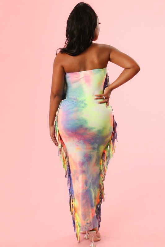 Cotton Candy Tassel Tube Dress