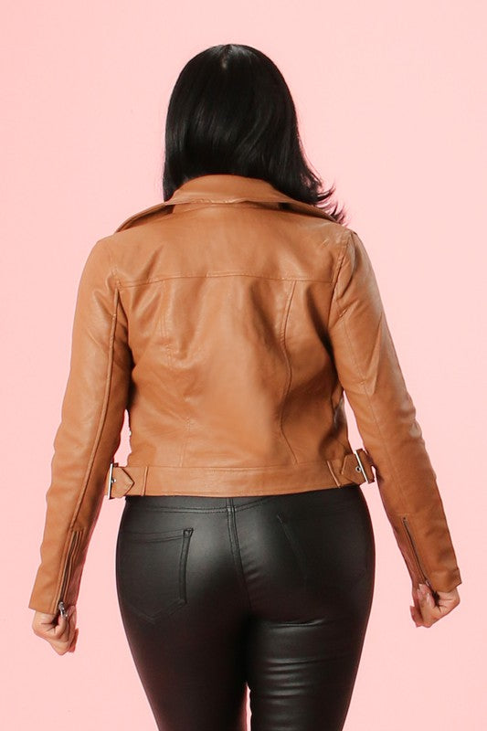 Biker Bae Faux Leather Jacket (Camel)