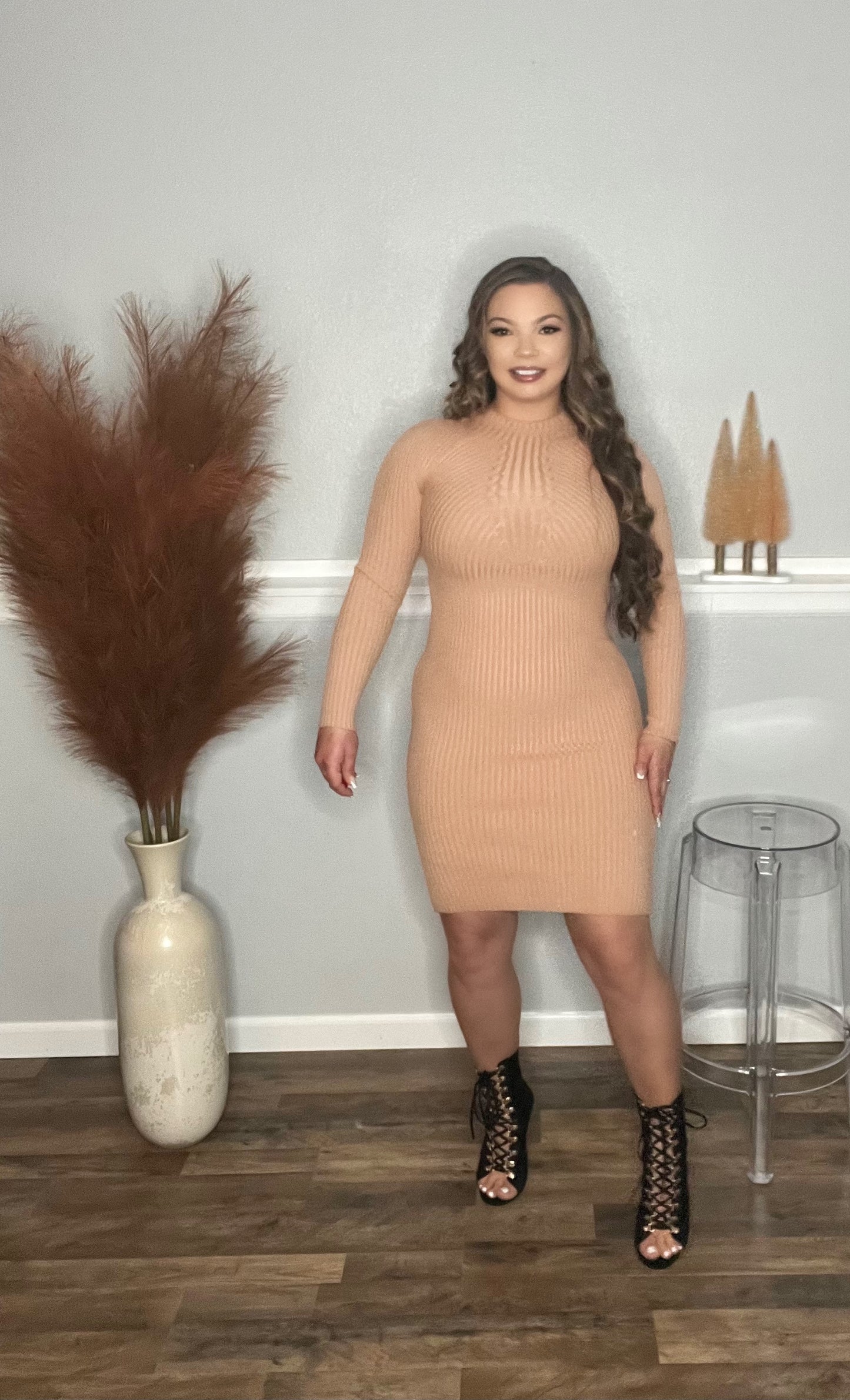 Natural in Nude Knit Bodycon Dress