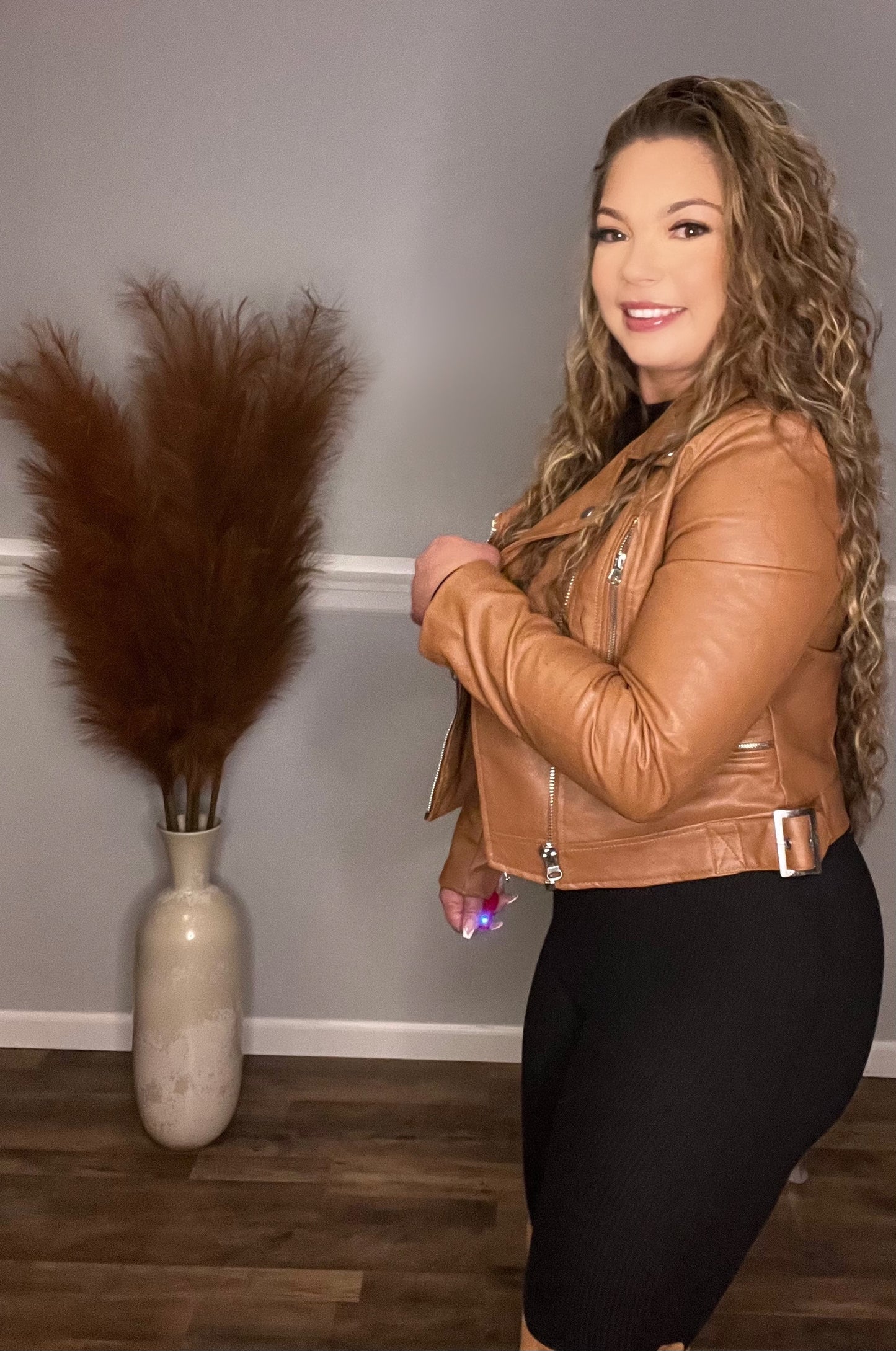 Biker Bae Faux Leather Jacket (Camel)